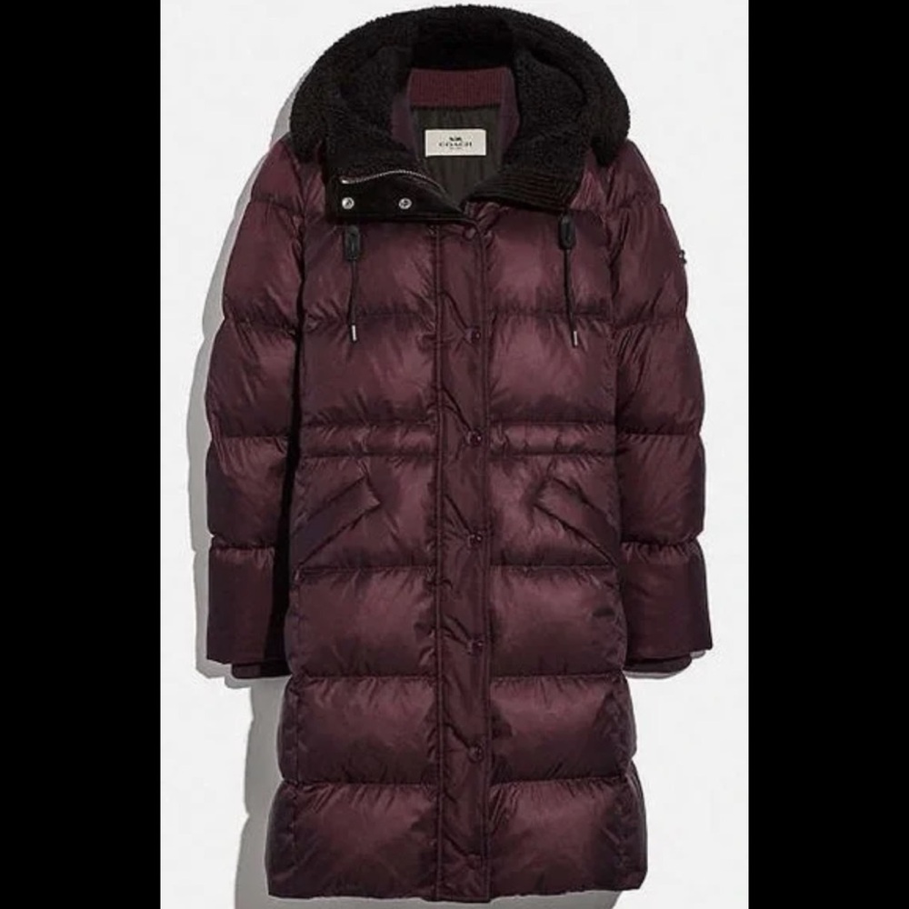 ♥️Coach Bordeaux Long Puffer Coat♥️